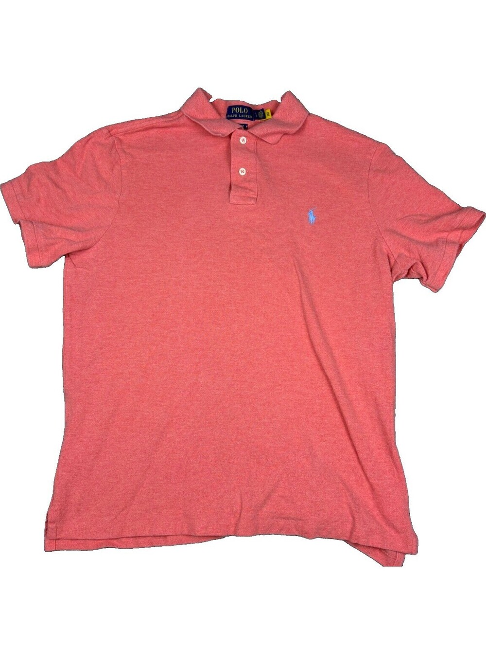 Polo Ralph Lauren Men’s Large Classic Fit Coral Pink Pony Logo Cotton Polo Shirt